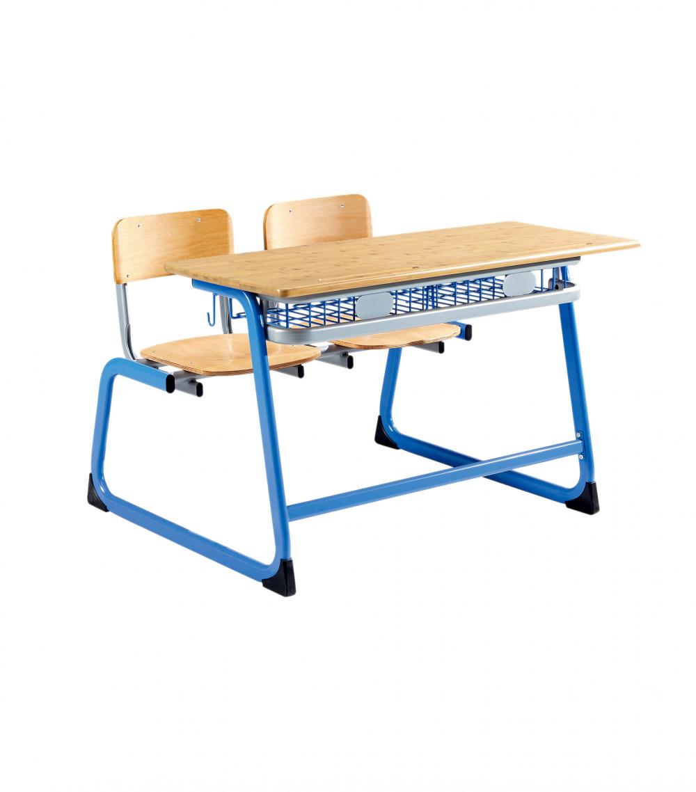 (Muebles) Banco de doble escritorio y silla de la escuela de África