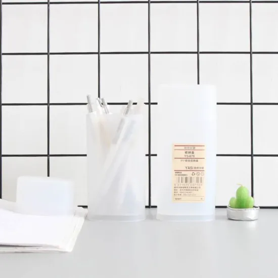 Desktop Translucent Pencil Box Pen Holder Storage Box with Lid Stationery School