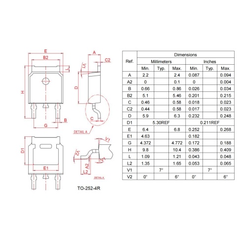 Low holding and latching current TO-252 600V BT136S-600 4A triac