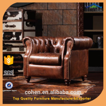 Cohen furniture 100% top vintage real cow leather loveseat sofa for livingroom furniture set