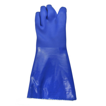 PVC Chemical перчатки синяя песчаная отделка