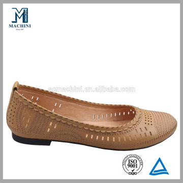 Super flexable genuine leather lady flat closed shoes