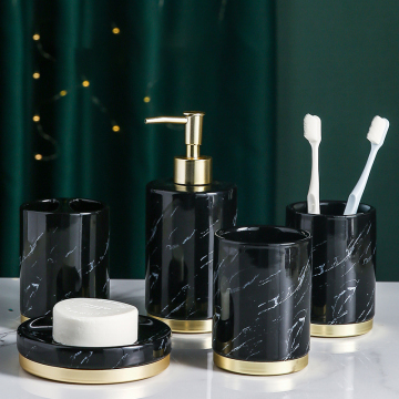 Bathroom Suppliers: Luxury Black Marble Effect Bathroom Set for Home & Hotel Decoration