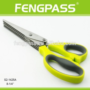 Best Seller Soft Rubber handle 5 blades herb kitchen scissors S2-1425A