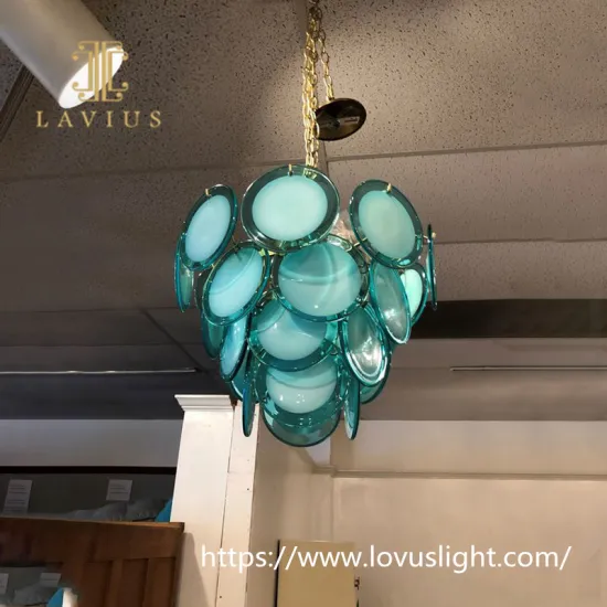 Turq disc glass pendant light Unique modern design style for bedroom Trendy custom chandelier