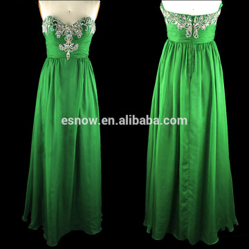 2016 Gold Supplier Beaded Sweetheart Chiffon Evening Dress for Ladies
