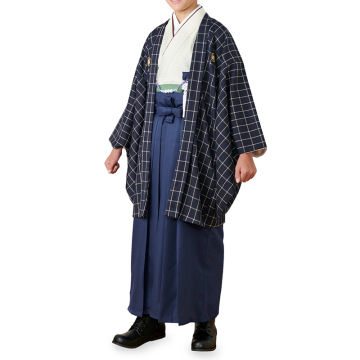 High Quality Japanese Plaid Clothes Traditional Boy's Kimono