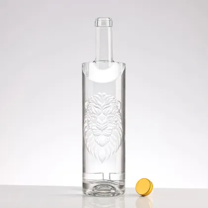 Lion Head Pattern 750ml Glass Bottle - Empty Wine/Vodka Bottle