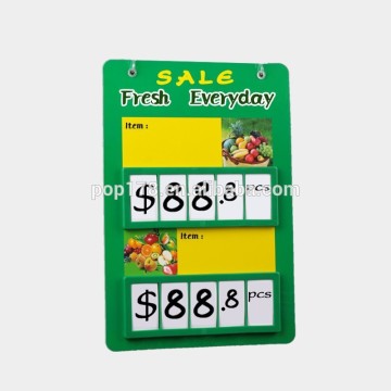 promotion plastic price sign board for supermarket display