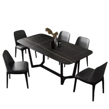 Sintered Stone Top Dining Table and Chair Set in Industrial Style