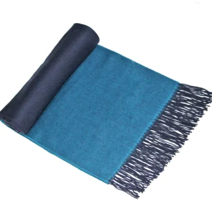 100% Wool Navy Blue Solid Block Splicing Scarf