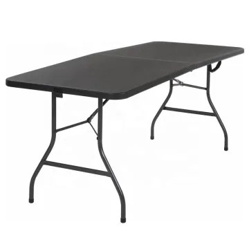 6 Foot Black Fold-in-Half Blow Molding Outdoor Plastic Folding Table