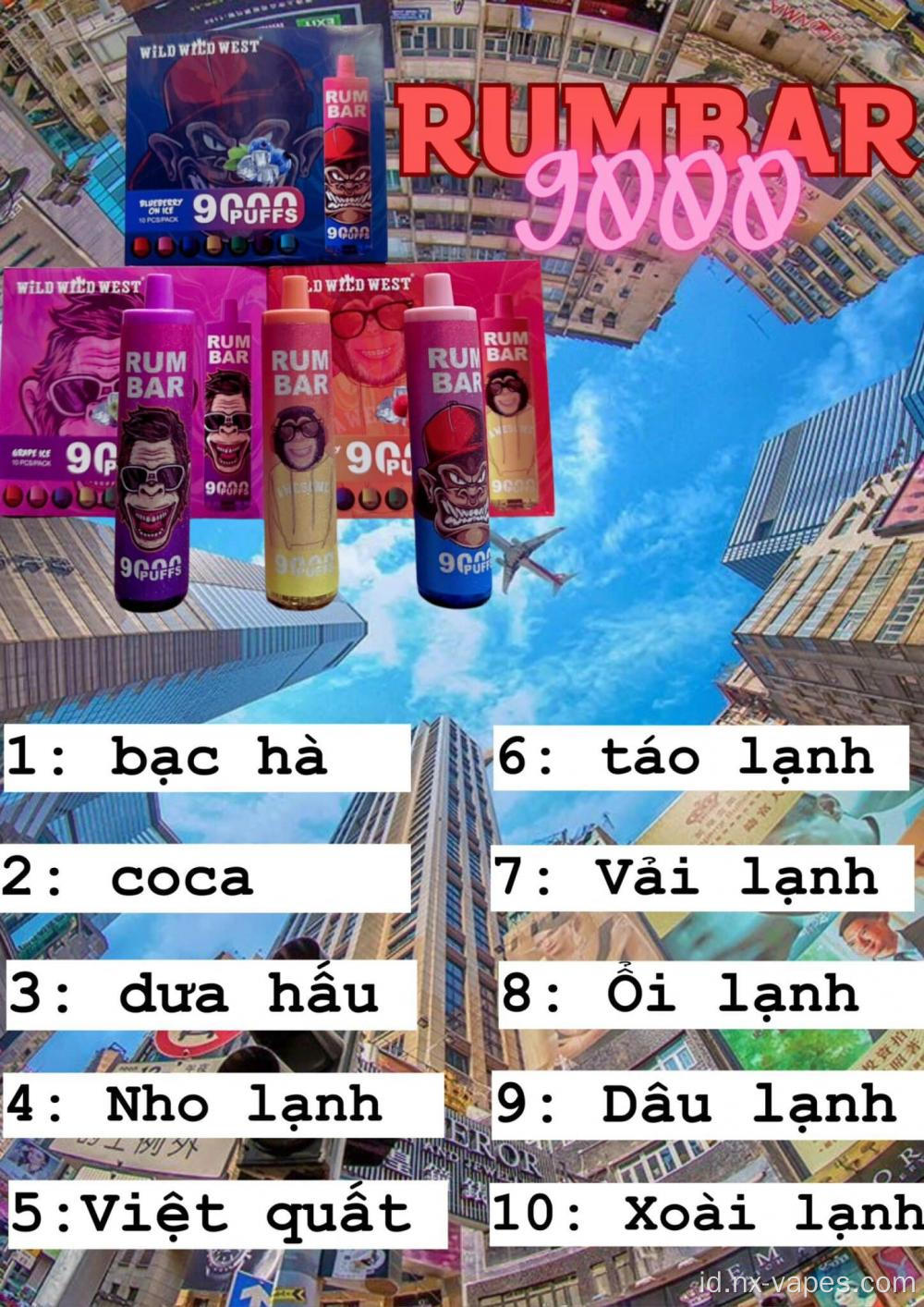 Hot jual rum bar 9000puffs sekali pakai
