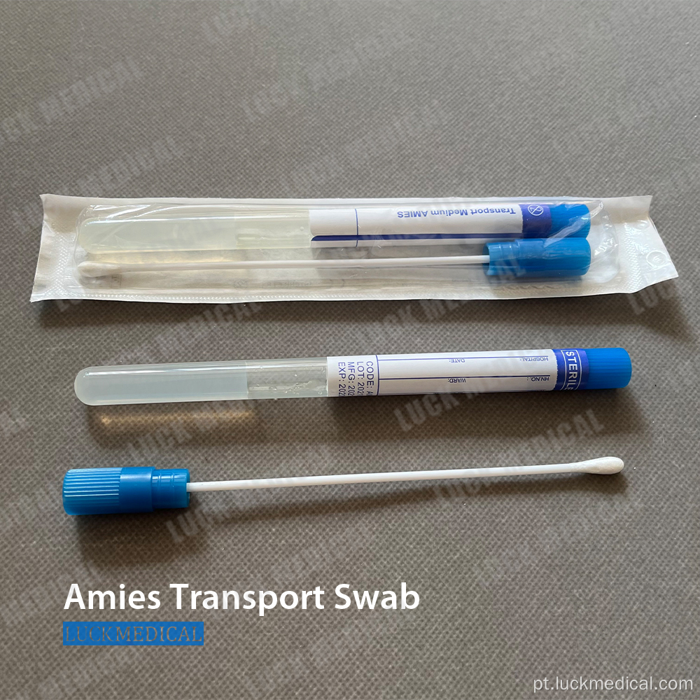 Amostra de swab de transporte na dica de viscose do tubo