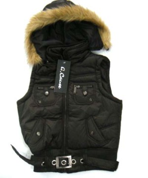 Ladies Hoodie Vest for Winter Nylon Padding733