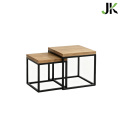 Table basse carrée en fer forgé en bois massif