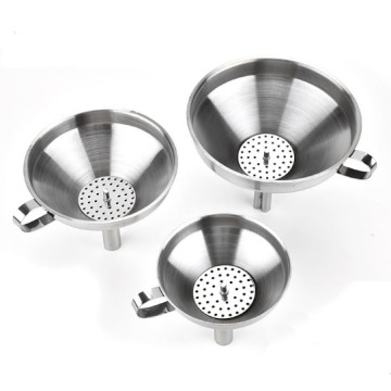 Stainless steel funnel with removable strainer funnel