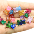 Factory Wholesale Glitter Gradient Colorful Resin Bear Flatback Embellishment Gummy Bear Charms for DIY Craft