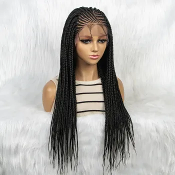 Durable High-Temperature Fiber Lace Front Braided Wig for Black Women with Comfortable Fit