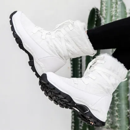 Moipheng Women Boots Winter Shoes Warm Snow Boots Ladies Mid-calf Plus Size Hot Platform Boots Female Botas Mujer White Booties