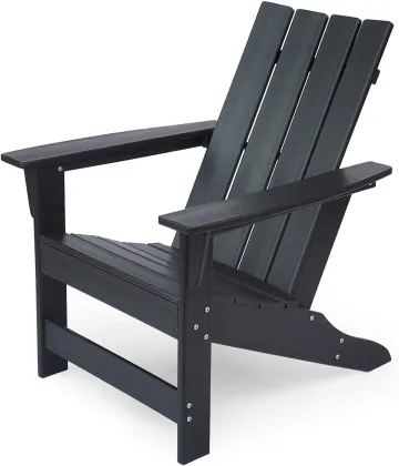 Modern Black HDPE Plastic Resin Adirondack Chair for Outdoor Backyard
