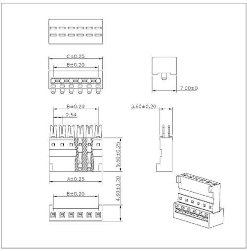 FCDS06 2.54mm IDC Socket Single Row Both Side Contact