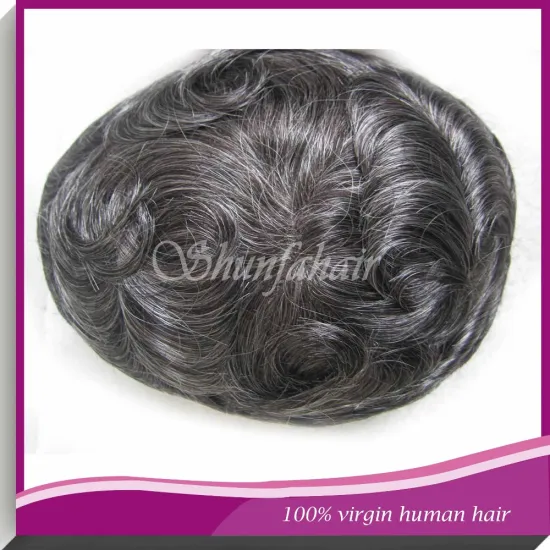 Chinese virgin hair, Indian virgin hair men toupee, grey hair for men. Natural hair line.