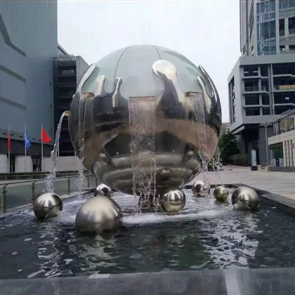 Large metal craft polished stainless steel water drop sculptures
