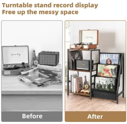 3-Tier Record Player Stand and Vinyl Storage Rack
