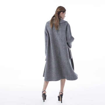 Abrigo de cashmere gran bolsillo gris neblina de tendencia