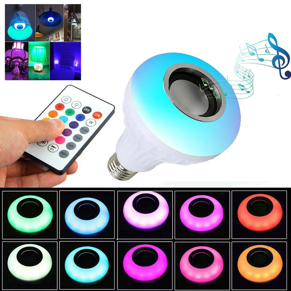 E27 Wireless Bluetooth Speaker 12W RGB Bulb LED Lamp Smart Led Light Music Player Audio with Remote Control Colorful Music Bulb