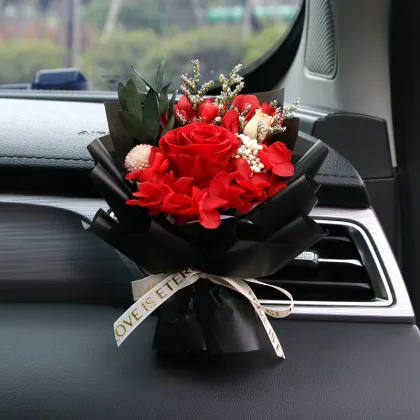 Red Preserved Roses with Baby's Breath Forever Flower Bouquet for Wedding