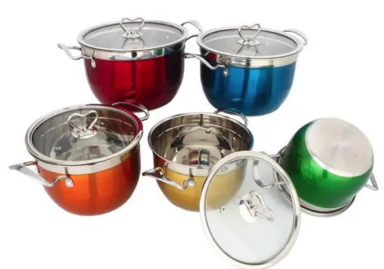 Colorful 5 Piece Cooks Stainless Steel Cookware Set