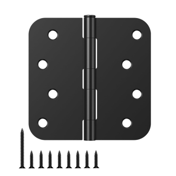 Matte Black 4 Inch Rounded Heavy Duty Front Door Hinges for Residential Use
