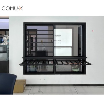 Custom Double Pane Sliding Glass Aluminum Windows with Grill and Mosquito Mesh