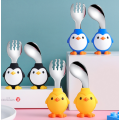 Kustom Penguin Balita Silicone Stainless-Steel Spoon Fork