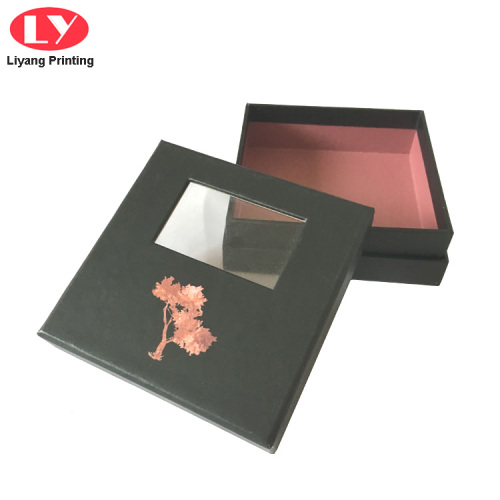Caja de regalo de joyería negra ventana de papel de papel de joyería
