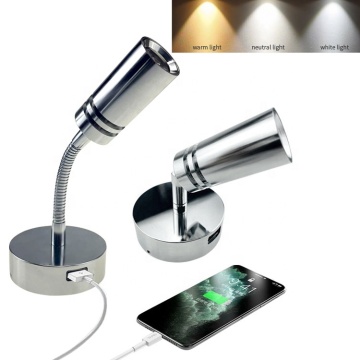Großhandel 12-24V RV Light Dimmable USB Mobile Lading Lesenleuchte