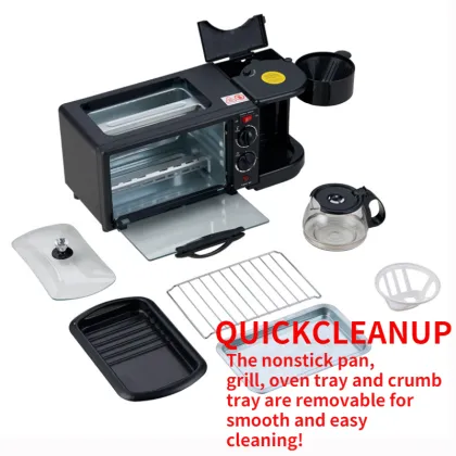 In Stock 3-in-1 Electric Breakfast Maker: Sandwich Maker & Toaster Oven