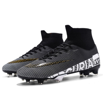 Men's New Wholesale Black White Blue Football Boots Soccer Cleats