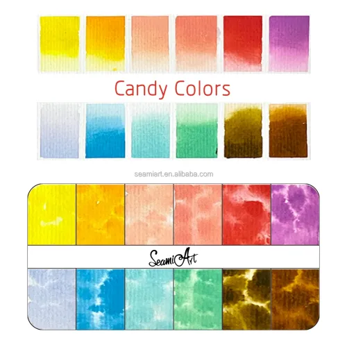 12 ألوانًا حلوى مائية مائية صلبة