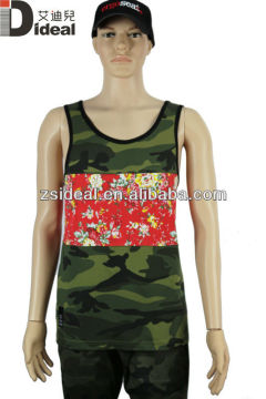 Men's cutom made tank top/camouflage tank top/100%cotton fashion tank top