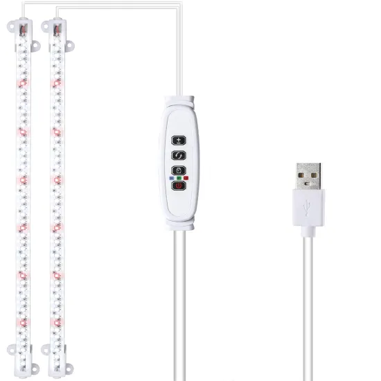 LED Plant Grow Lamp: 2 Strips with Timer and Dimmable Full Spectrum White & Red Light