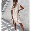 Womens Striped T Shirt Midi Dresses