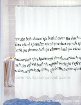 polyester fabric black color Letter printed shower curtain