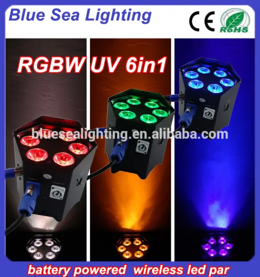 Wedding 6x18w rgbwa uv 6in1 wireless battery powered led par can