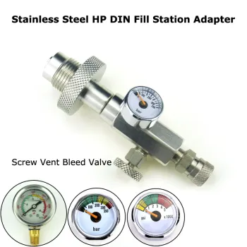 New Paintball Accessories PCP Air Gun HPA Scuba Stainless Steel Fill Station DIN G5/8 Charging Adapter With 350Bar/5000Psi Gague