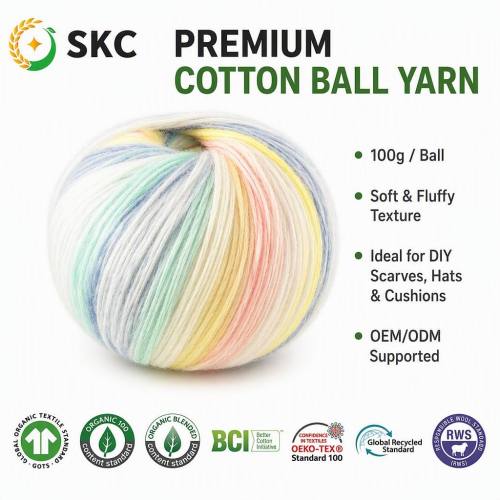 Yüksek Kaliteli 100g Pamuk Karışımlı İplik Yumuşak Kabarık Melanj İplik El Örgü DIY Atkılar Şapkalar Minderler OEM/ODM Desteklenen Ham