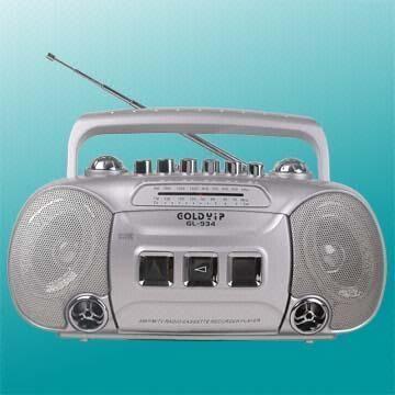Portable FM/TV/AM Radio Cassette Recorder/Player with Two Built-in Speakers