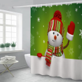 クリスマスデジタルprinitng非穴あきシャワーカーテン